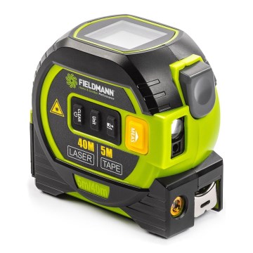 Fieldmann - Afstandsmåler med laser med LED-lys display og roulette meter 2xAA
