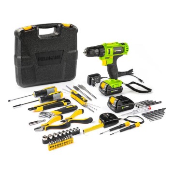 Fieldmann - AKU-boremaskine med tilbehør 12V 1300 mAh
