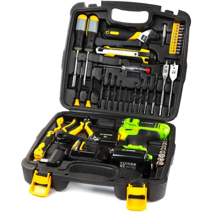 Fieldmann - AKU-boremaskine med tilbehør 12V 1300 mAh