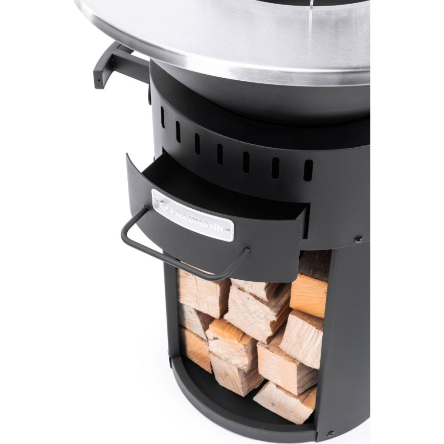 Fieldmann - Bærbar 3-i-1-grill i rustfrit stål/sort