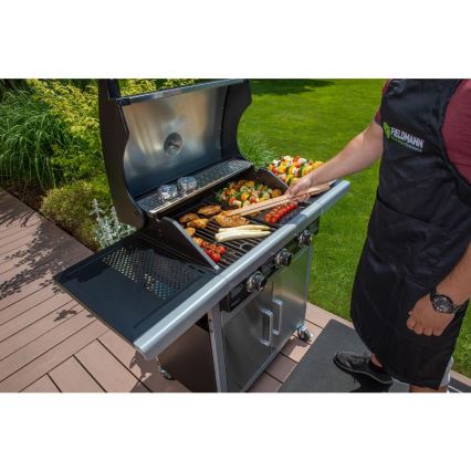 Fieldmann - Gasgrill med 3 brændere i mat krom