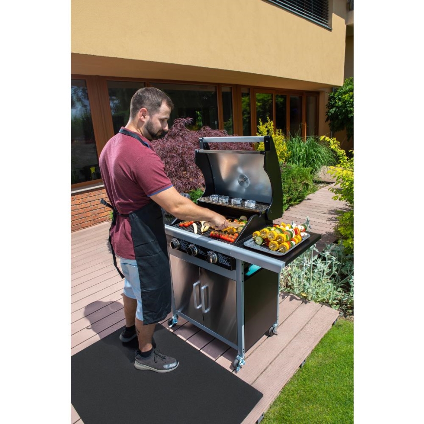 Fieldmann - Gasgrill med 3 brændere i mat krom