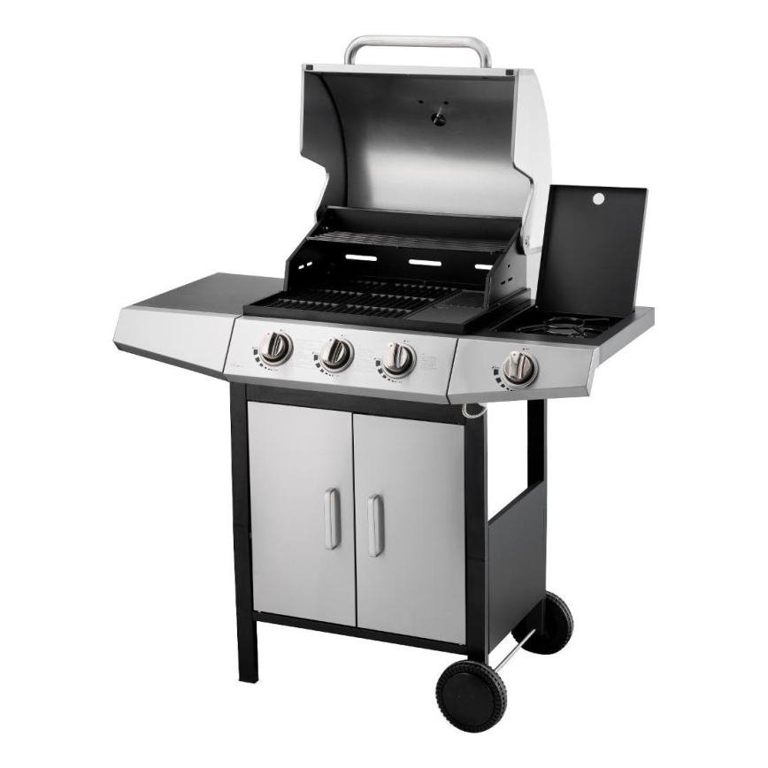Fieldmann - Gasgrill 4x brændere mat krom/sort
