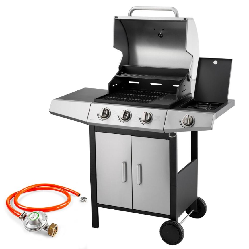 Fieldmann - Gasgrill 4x brændere mat krom/sort