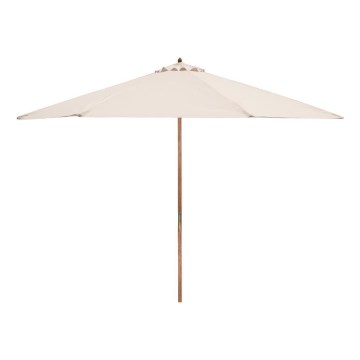 Fieldmann - Parasol diameter 3 m cremefarvet/akacietræ