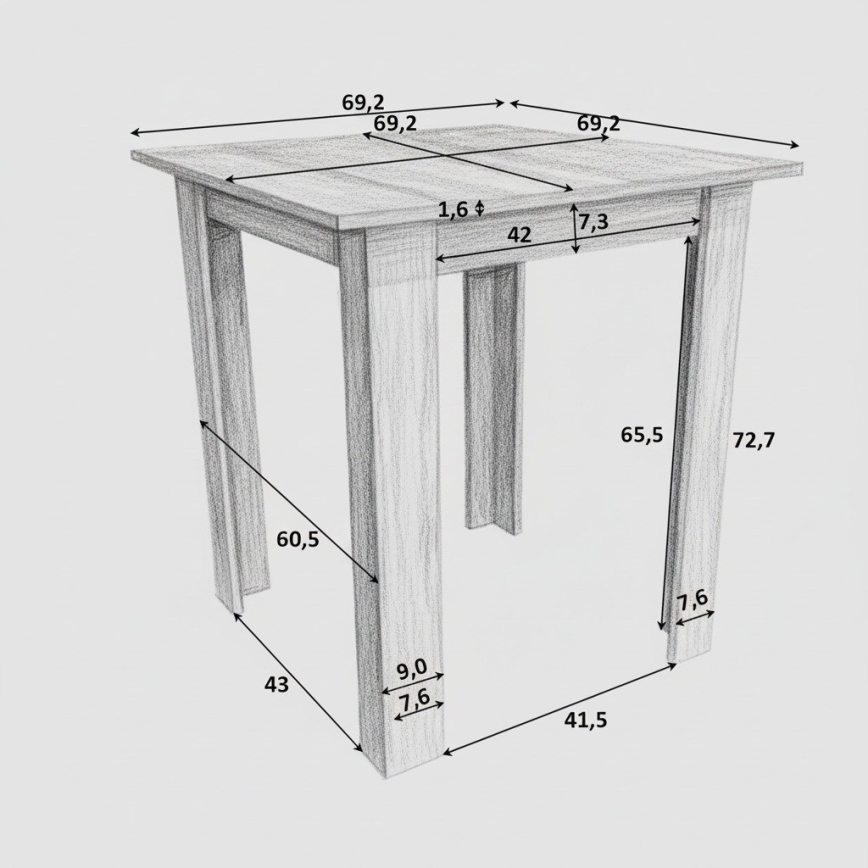 Firkantet spisebord LEVI eg