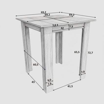 Firkantet spisebord LEVI i sonoma eg