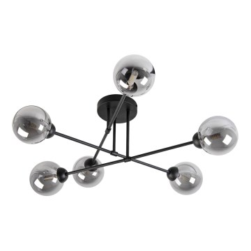 Fladmonteret loftlampe OBSIDIAN 6xG9/10W/230V sort/røget grå