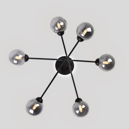 Fladmonteret loftlampe OBSIDIAN 6xG9/10W/230V sort/røget grå
