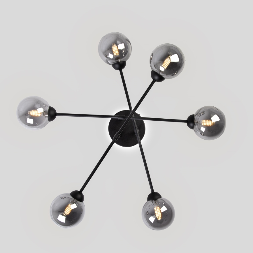 Fladmonteret loftlampe OBSIDIAN 6xG9/10W/230V sort/røget grå