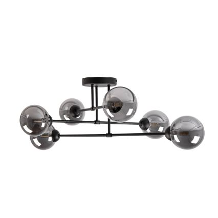 Fladmonteret loftlampe OBSIDIAN 6xG9/10W/230V sort/røget grå