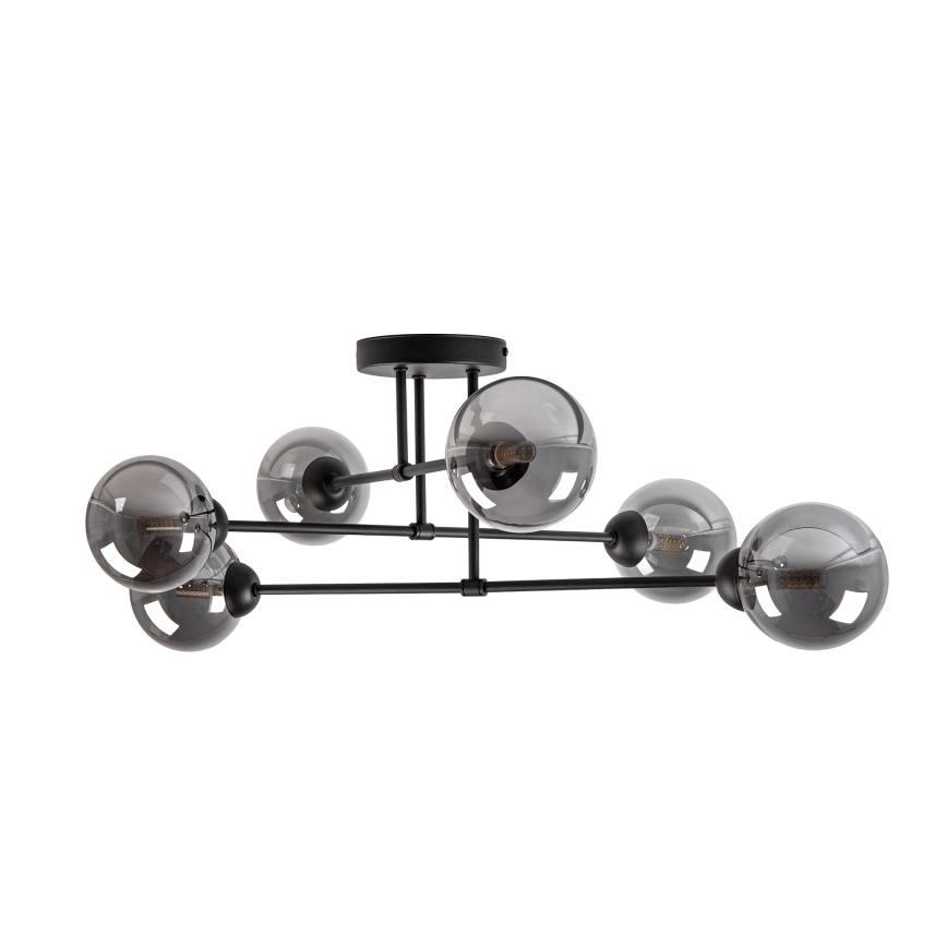 Fladmonteret loftlampe OBSIDIAN 6xG9/10W/230V sort/røget grå