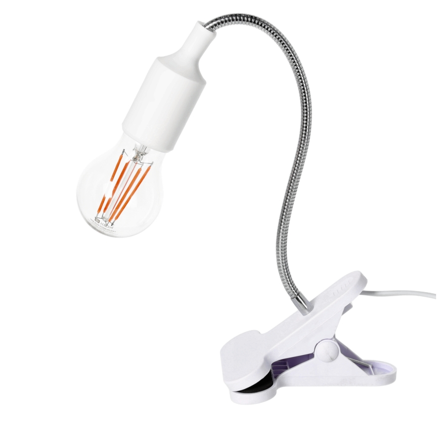 Fleksibel bordlampe med klemme CLIP 1xE27/30W/230V hvid