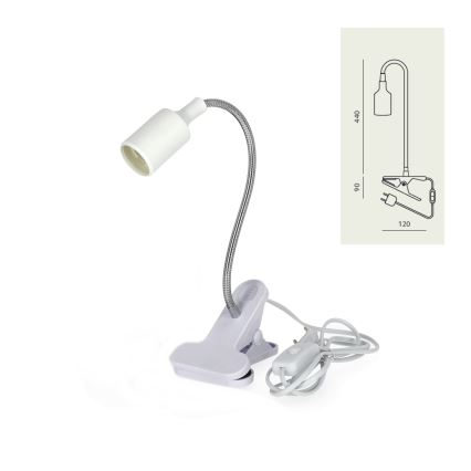 Fleksibel bordlampe med klemme CLIP 1xE27/30W/230V hvid