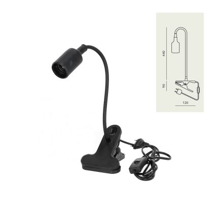 Fleksibel bordlampe med klemme CLIP 1xE27/30W/230V sort