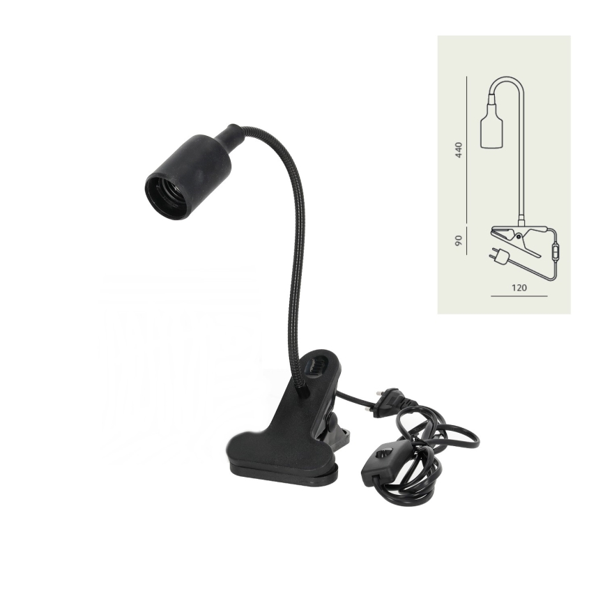 Fleksibel bordlampe med klemme CLIP 1xE27/30W/230V sort