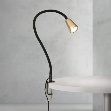 Fleksibel bordlampe med klemme DOTTY 1xGU10/10W/230V messing/sort