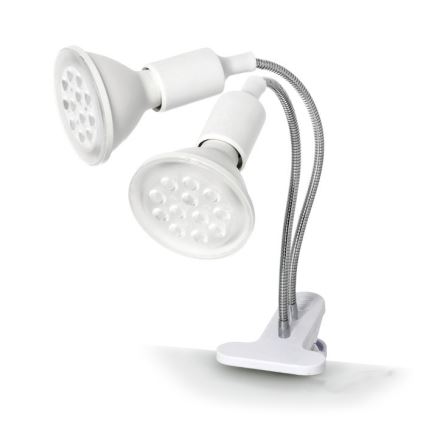 Fleksibel bordlampe med klemme til plantevækst PLANTY 2xE27/30W/230V hvid