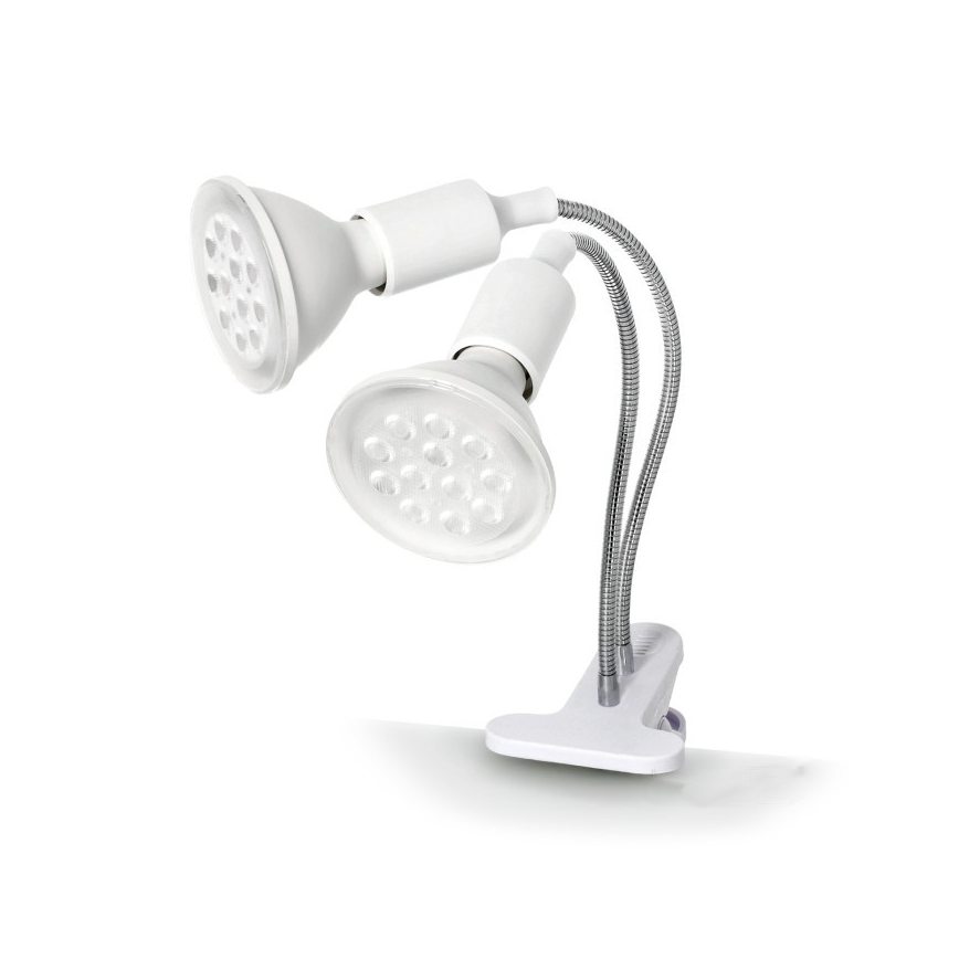 Fleksibel bordlampe med klemme til plantevækst PLANTY 2xE27/30W/230V hvid