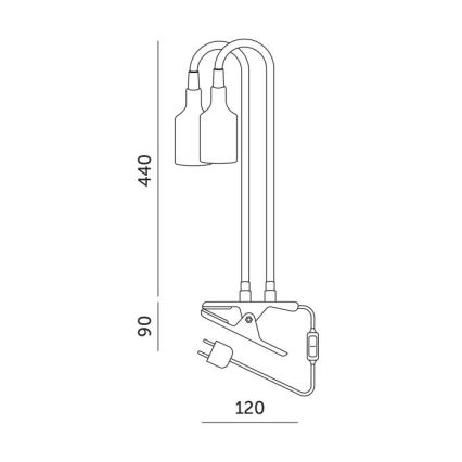 Fleksibel bordlampe med klemme til plantevækst PLANTY 2xE27/30W/230V sort