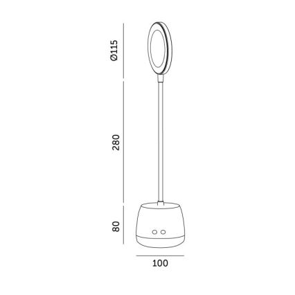 Fleksibel LED bordlampe dæmpbar og genopladelig LUSIA LED/5W/5V 3000/4000K 1200 mAh sort