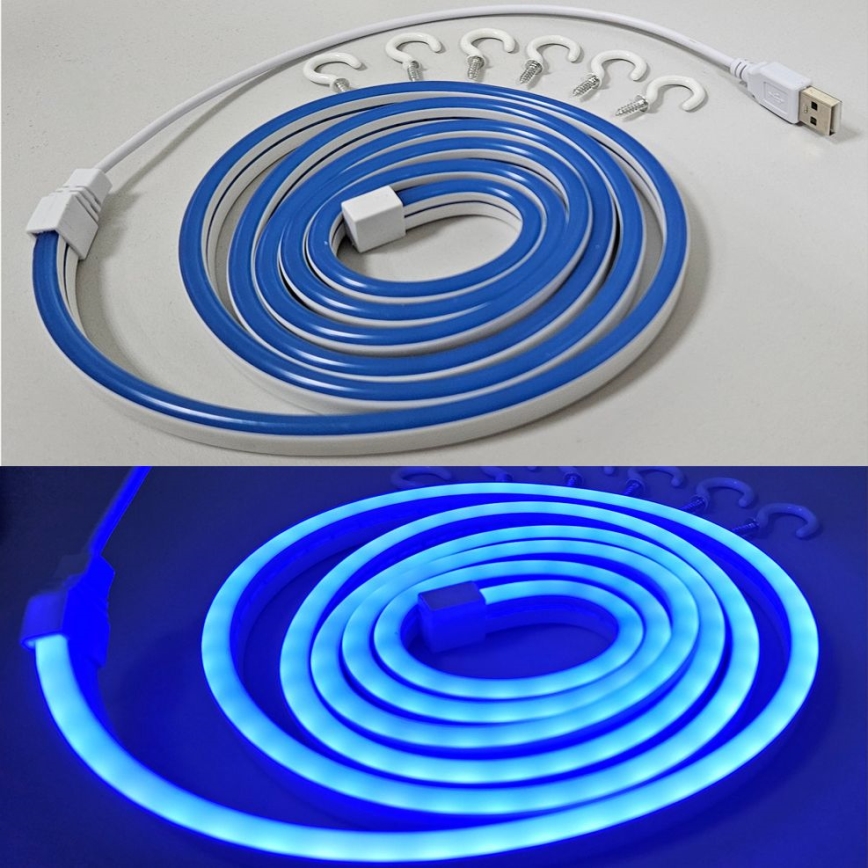 Fleksibel LED strip NEON LED/5V USB 1,8 m blå