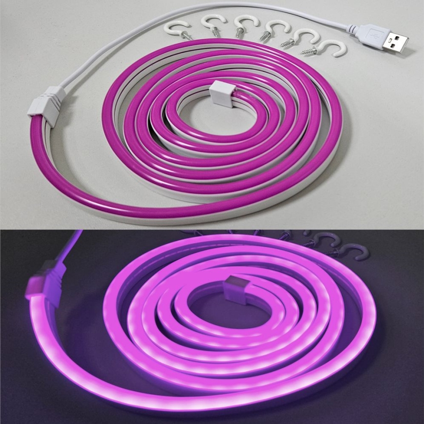 Fleksibel LED strip NEON LED/5V USB 1,8 m lilla