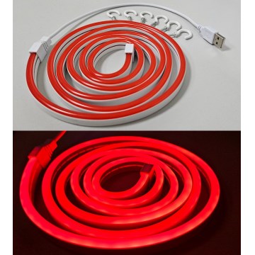 Fleksibel LED strip NEON LED/5V USB 1,8 m rød