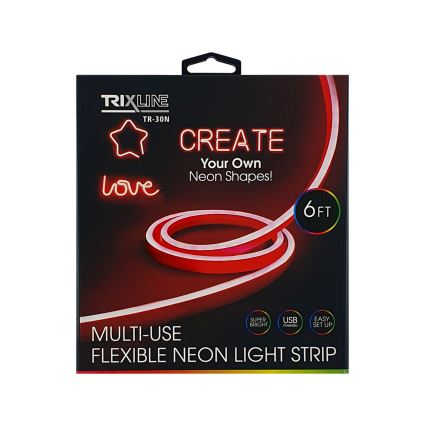 Fleksibel LED strip NEON LED/5V USB 1,8 m rød