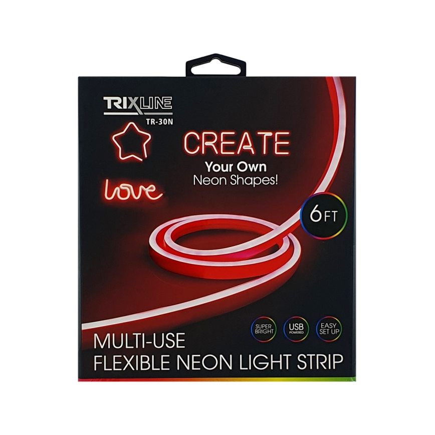 Fleksibel LED strip NEON LED/5V USB 1,8 m rød