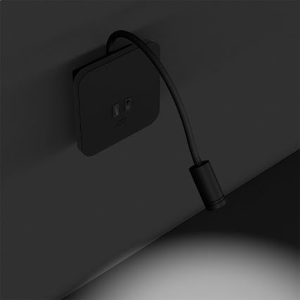 Fleksibel LED væglampe BASE 1xLED/8W+1xLED/2W/230V sort/sølvfarvet