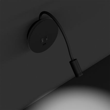 Fleksibel LED væglampe BASE 1xLED/8W+1xLED/2W/230V sort/sølvfarvet