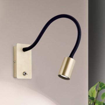 Fleksibel LED væglampe KURT LED/5W/230V guldfarvet