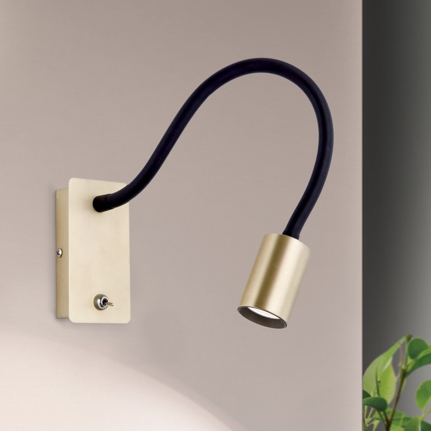 Fleksibel LED væglampe KURT LED/5W/230V guldfarvet