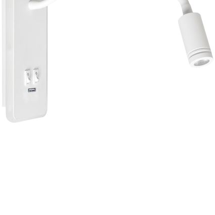 Fleksibel LED væglampe med USB BASE 1xLED/8W+1xLED/2W/230V hvid