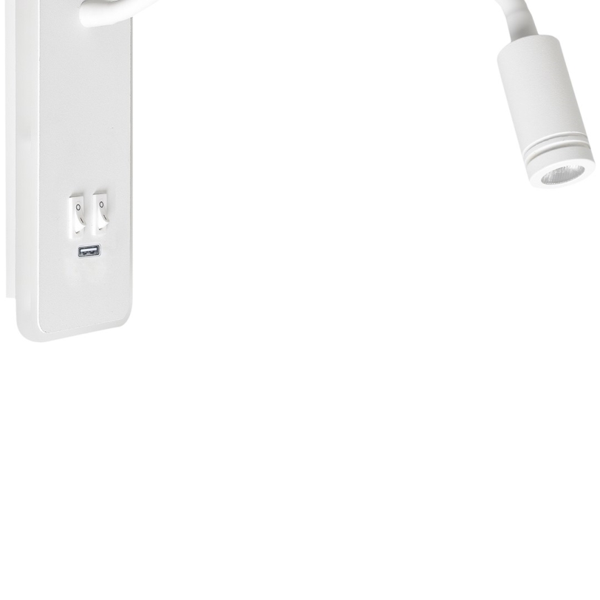 Fleksibel LED væglampe med USB BASE 1xLED/8W+1xLED/2W/230V hvid
