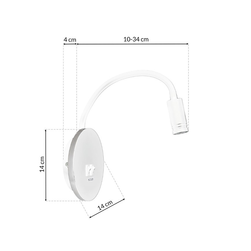 Fleksibel LED væglampe med USB BASE 1xLED/8W+1xLED/2W/230V hvid/sølvfarvet