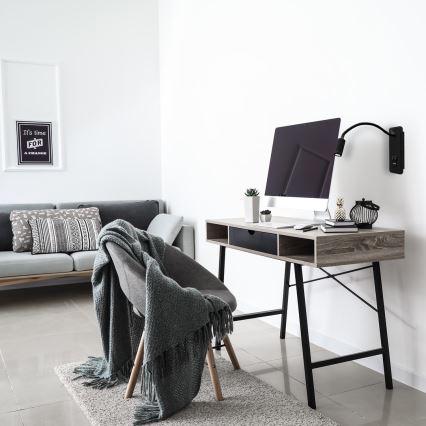 Fleksibel LED-væglampe med USB BASE LED/8W+LED/2W/230V sort