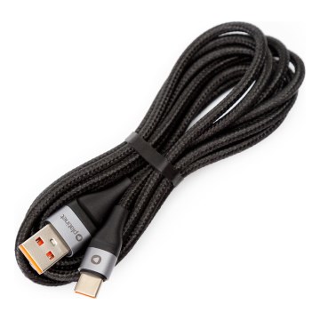Flettet USB-kabel USB-A / USB-C stik 18W 2 m sort