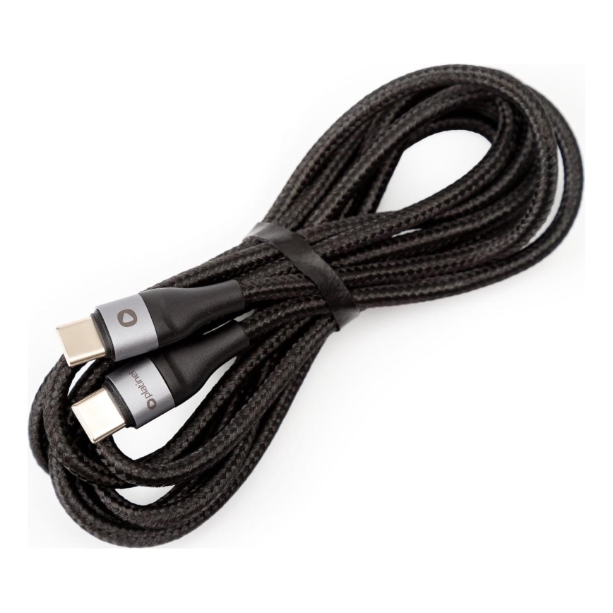 Flettet USB-kabel USB-C / USB-C stik 42W 2 m sort