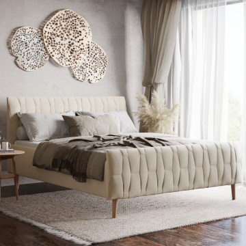 FLORA polstret seng 160x200 cm - beige (uden madras)