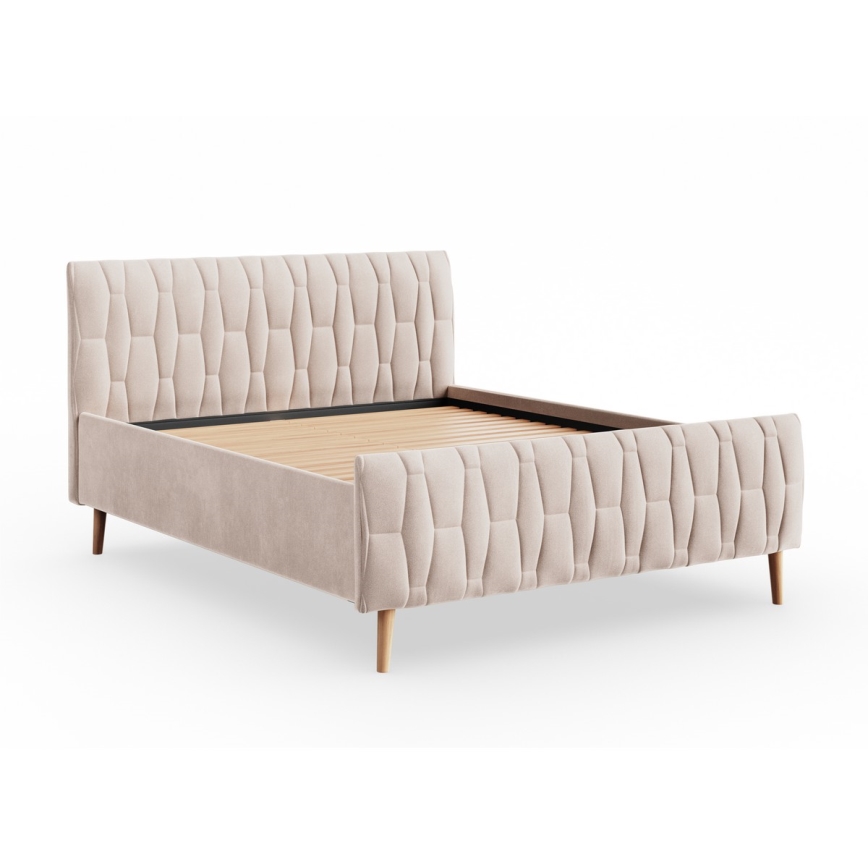 FLORA polstret seng 160x200 cm - beige (uden madras)