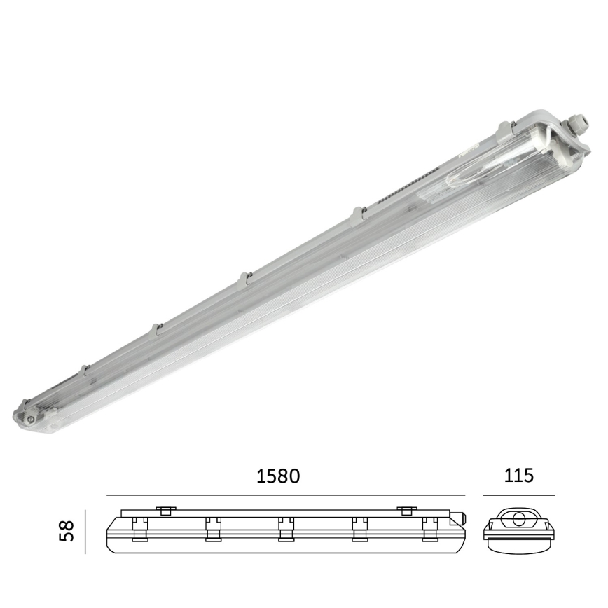 Fluorescerende arbejdslampe 2xG13/22W/230V IP65