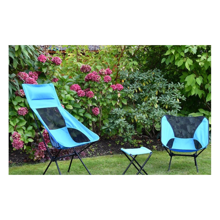 Foldbar campingstol blå 63 cm