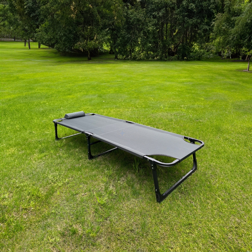 Foldbar campingstol med madras grå