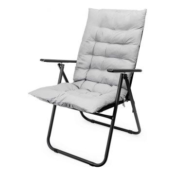 Foldbar campingstol med madras sort/grå