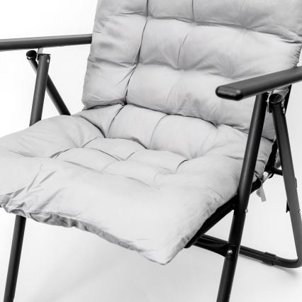 Foldbar campingstol med madras sort/grå