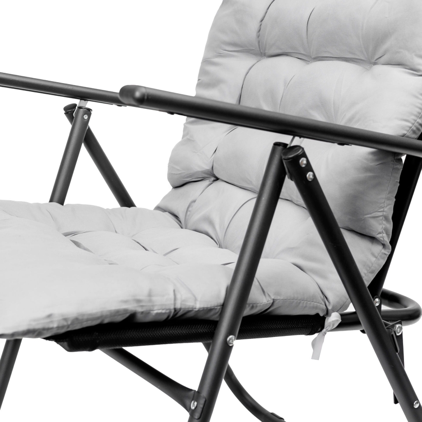 Foldbar campingstol med madras sort/grå