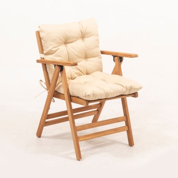 Foldbar havestol med pude beige/avnbøg