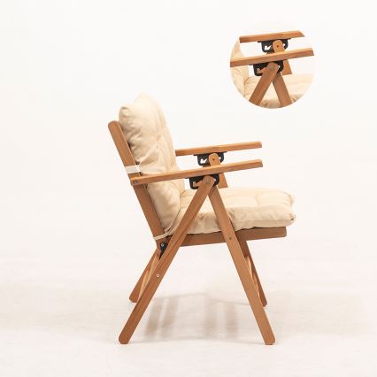 Foldbar havestol med pude beige/avnbøg